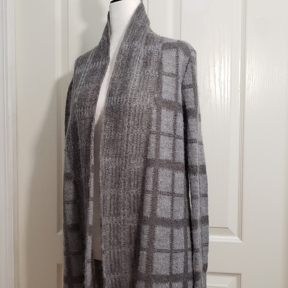 Gray Alpaca Wool Open Front Sweater Large - Picture 4 of 12